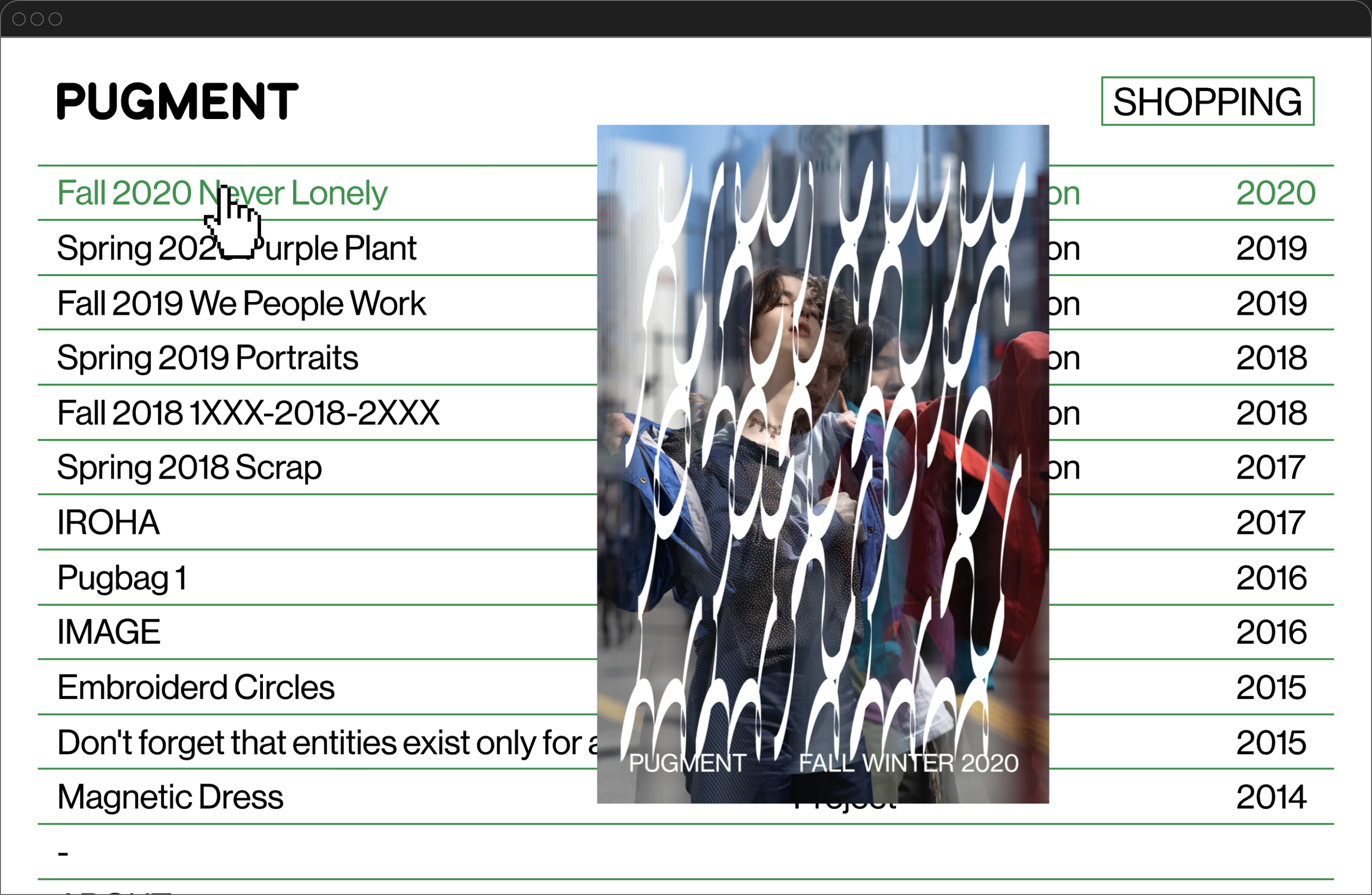 PUGMENT webサイトのトップページ