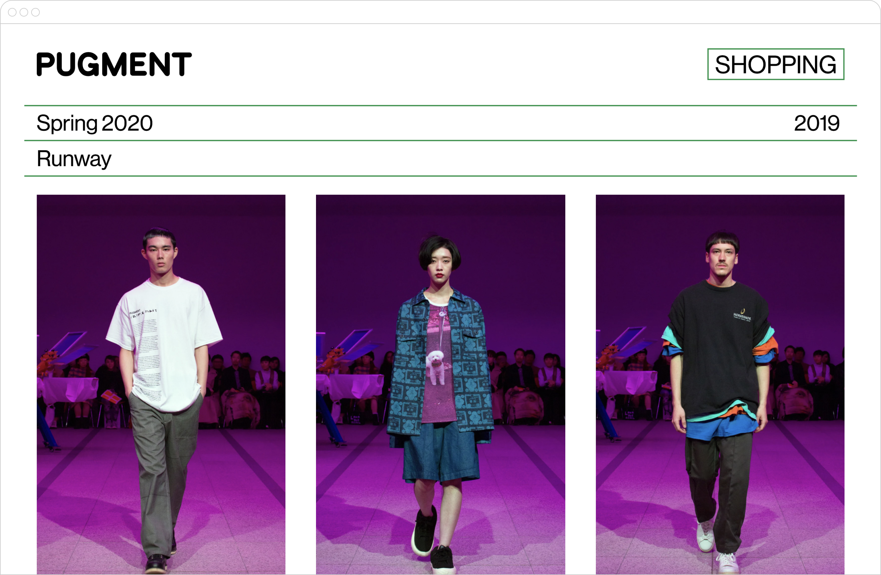 PUGMENT webサイトのLOOKの一覧ページ