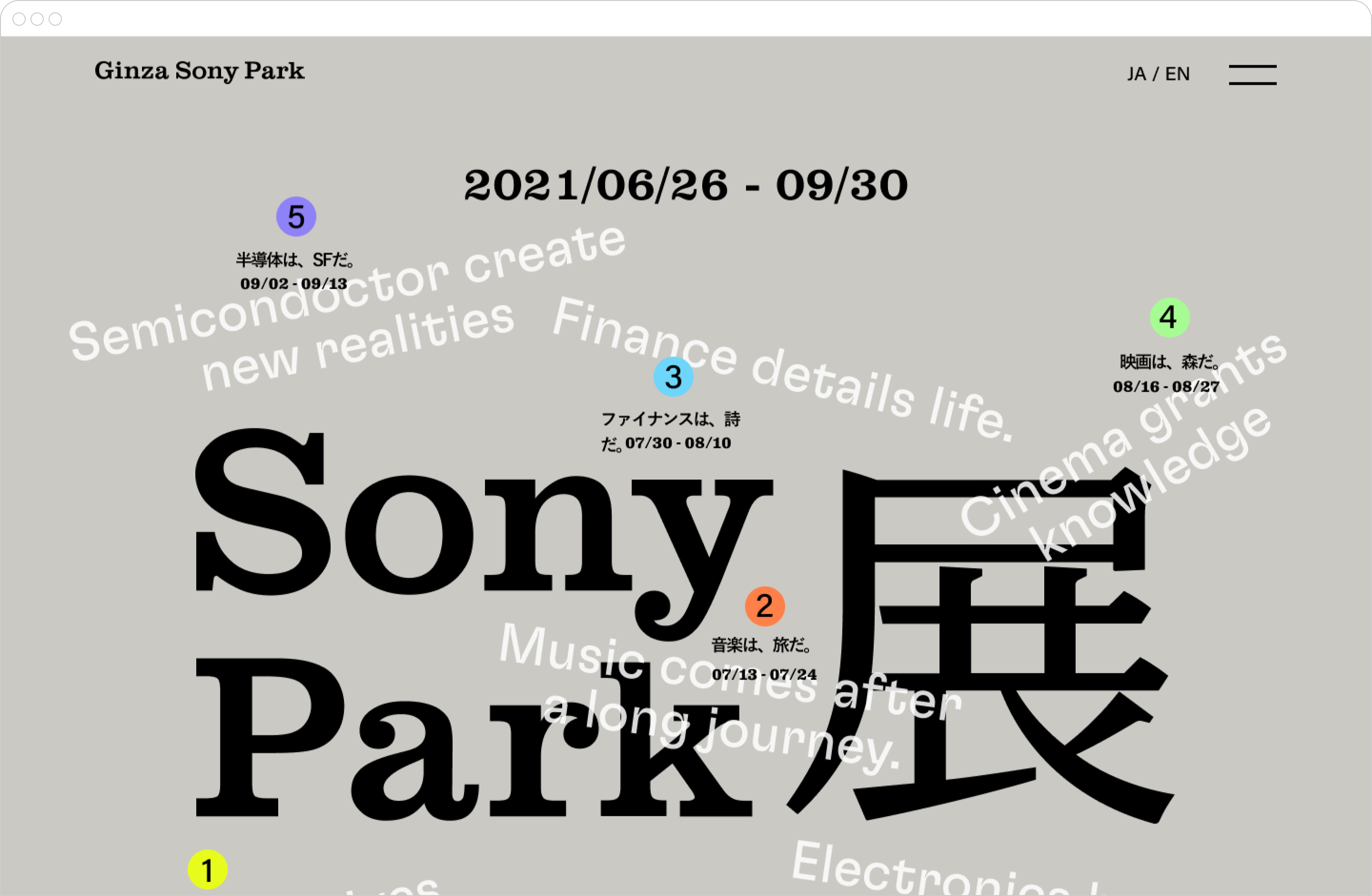 walkman40周年記念サイトのトップページ、サムネイルビュー